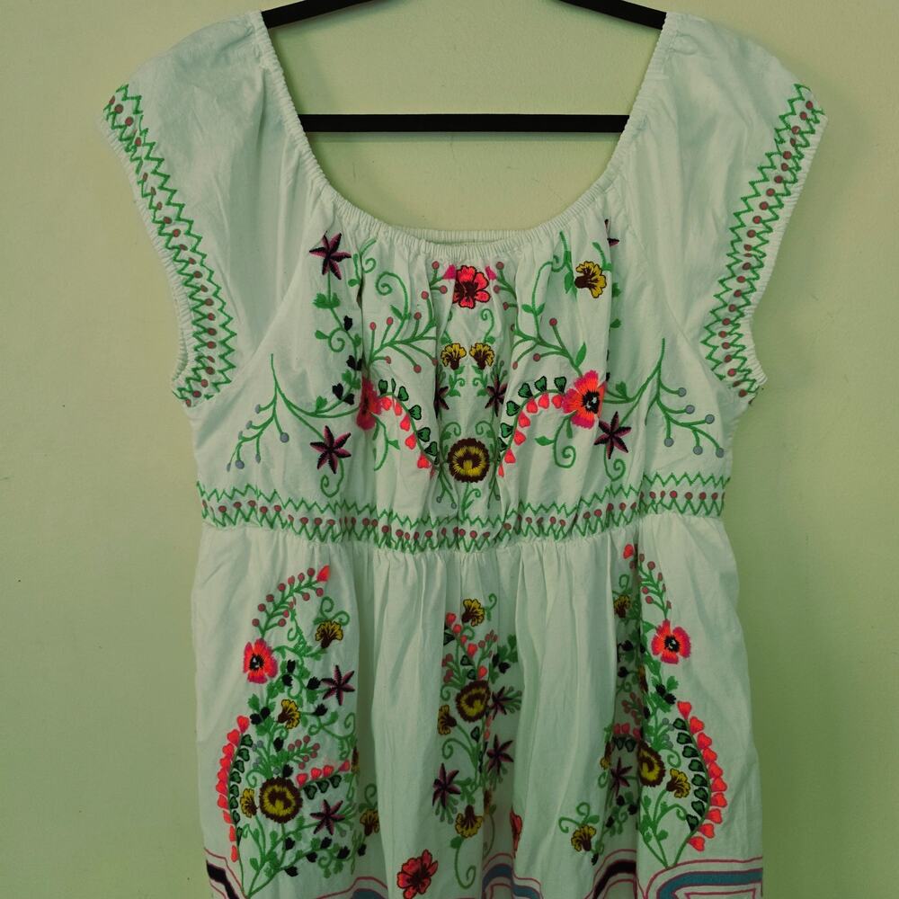 Anthropologie Embroidered Off-The-Shoulder Maxi Dress White Women's Size 1X - Picture 6 of 9